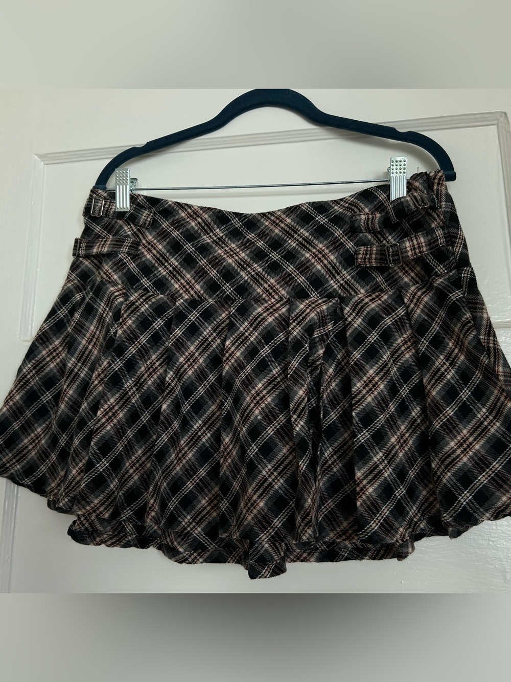 Princess Polly Black and Light Pink Plaid Pleated Mini Skirt